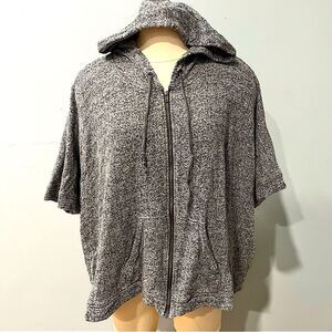 A Pea in the Pod Maternity Heather Grey Zip Front Hooded Poncho Jacket Sz Large